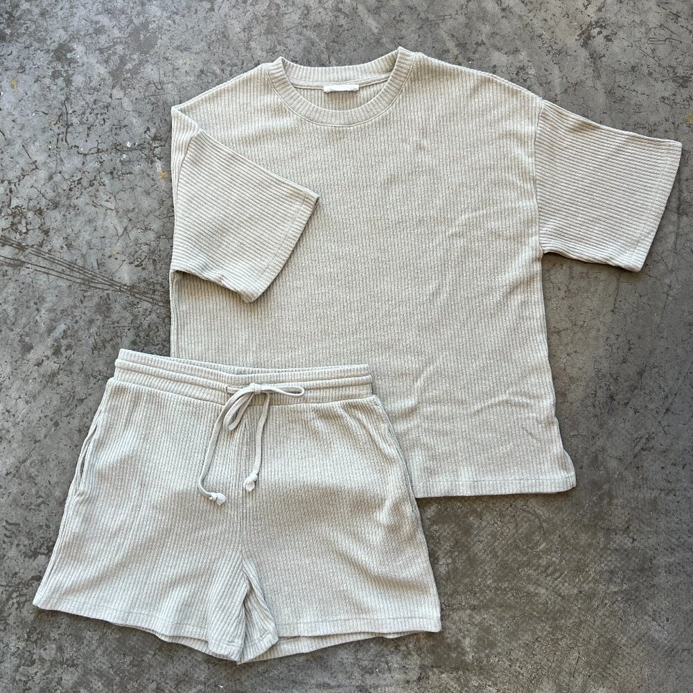 Luca and Grae Sage Green Ribbed Knit Lounge Set M/L